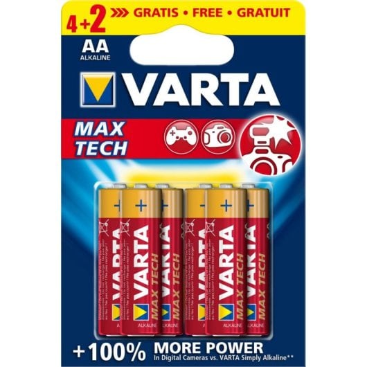 Batteria VARTA Max Tech AA06 4+2pcs Alcalina 6 pezzi Rosso Giallo Cilindrica