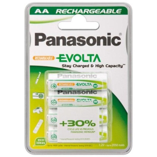 Pile rechargeable Panasonic AA NiMH 2050 mAh pack 4 unités blanche