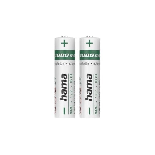 Pilha AAA Hama 00223524 Recargável NiMH 1000 mAh Pack 2 Unidades