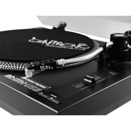 Tocadiscos Omnitronic BD-1390 tração por correia USB portátil preto