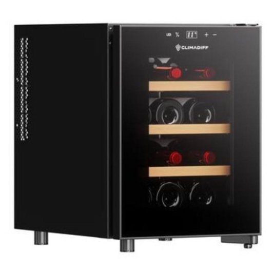 Adega Climadiff CUVEE12 Híbrida 12 Garrafas Porta de Vidro Preta
