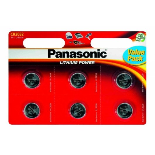 Pila Panasonic CR2032 Litio 3V Pack 6 Unidades Larga Duración