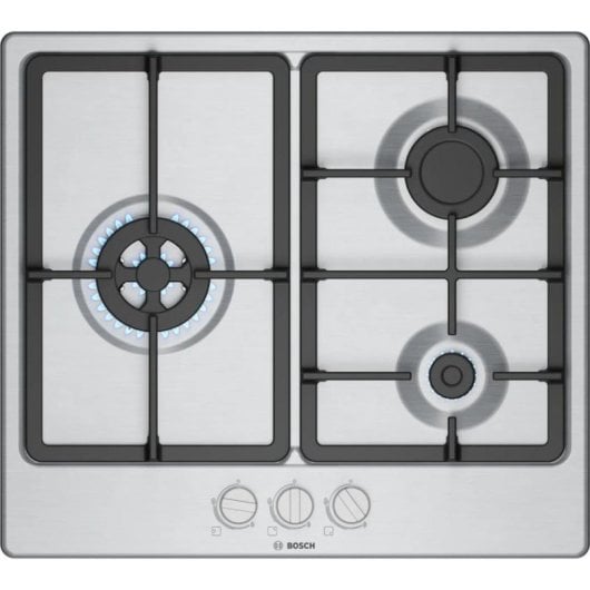 Placa Bosch Serie 4 PGC6B5K90 3 zonas inox 60 cm Wok Cast iron