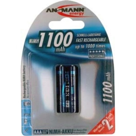 Batterie ANSMANN 1x2 NiMH 1100 mAh AAA Micro HR03 wiederaufladbar