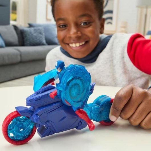 Motocicleta HASBRO Marvel Avengers Epic World of Action Escudo Captain America Plástico Azul Vermelho