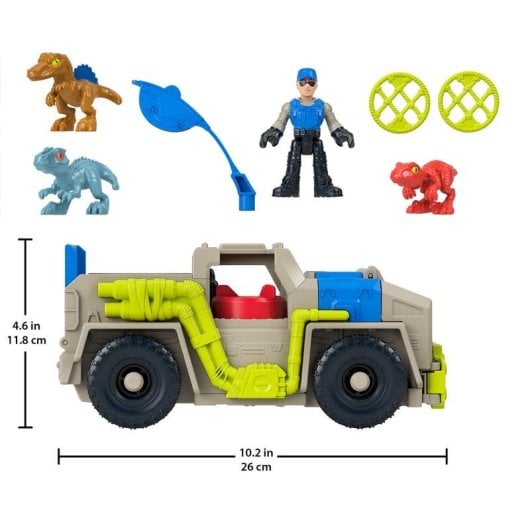 Figurine Fisher Price Imaginext Jurassic World HRK69 Camion Multicolore 4 Figurines