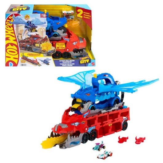 Veículo de pista Hot Wheels City Ultimate Dual Dragon Transporter Plástico Multicolor
