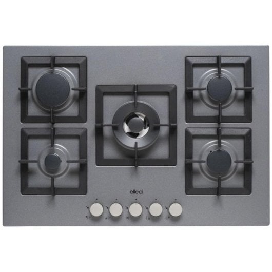 Plaque de cuisson Elleci Plano 75 TCC Titane 5 foyers gaz Metaltek intégrée