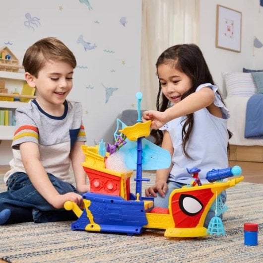 Conjunto de Brinquedo Hasbro Marvel Spidey and his Amazing Friends Water-Webs Webs Ahoy Bubble Pirate Ship Multicolor