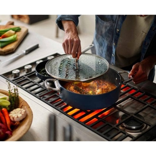 Padella Sauteuse Joseph Joseph Space 28 cm Alluminio Ceramica Blu Manico Pieghevole