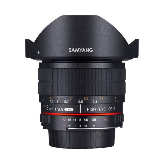 Objectif Samyang 8mm F3.5 UMC Fish-Eye CS II Monture Sony E Pare-soleil Noir