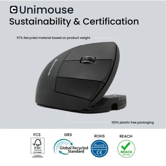 Rato Contour Design Unimouse Wireless USB Type-A 4000 DPI Preto Ergonómico