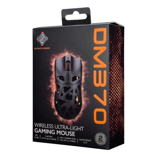 Rato DELTACO GAMING DM370 Wireless RF Bluetooth USB-C 12000DPI Preto Iluminação RGB