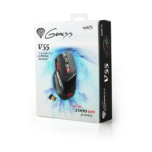 Rato GENESIS V55 Wireless RF 2000DPI Preto 7 Botões Gaming