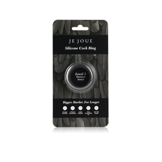 Anillo para pene y testículos JE JOUE Maximum Stretch silicona negra 2,54 cm