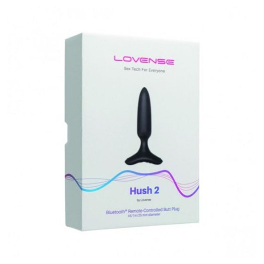 Plug Anal Lovense Hush 2 Silicone Preto Bateria Integrada 25mm