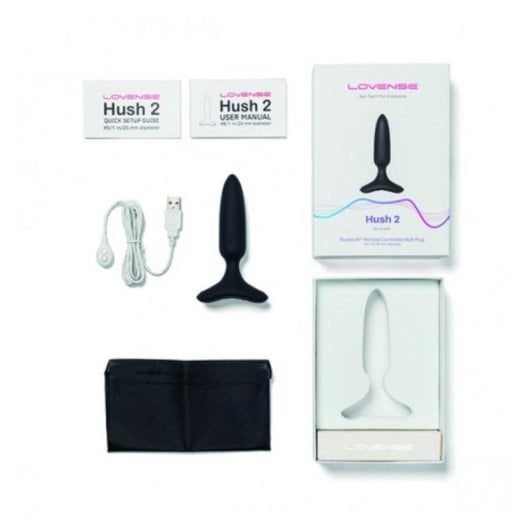 Plug Anal Lovense Hush 2 Silicone Preto Bateria Integrada 25mm