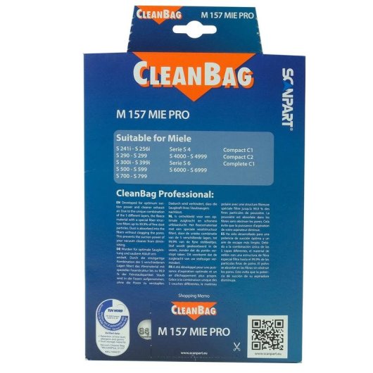 Sacca polvere Scanpart Cleanbag M157MIEPRO compatibile Miele 5 sacchi 2 filtri