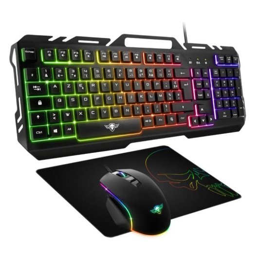 Teclado Spirit of Gamer PRO MK5 de membrana AZERTY con retroiluminación RGB y pack gaming