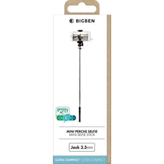 Pau de Selfie BIGBEN CONNECTED SELFIESTICKMINIV2B Compatível Smartphone 14 cm Preto Prata