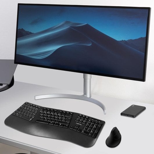 Teclado LOGILINK ID0211 inalámbrico completo QWERTZ con ratón incluido y reposamuñecas