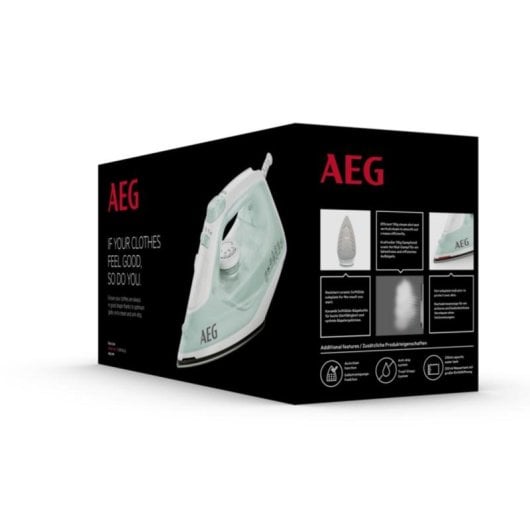 Plancha AEG 950 008 640 SoftGlide 2400W vapor 110g/min cable 1,95m ámbar blanco