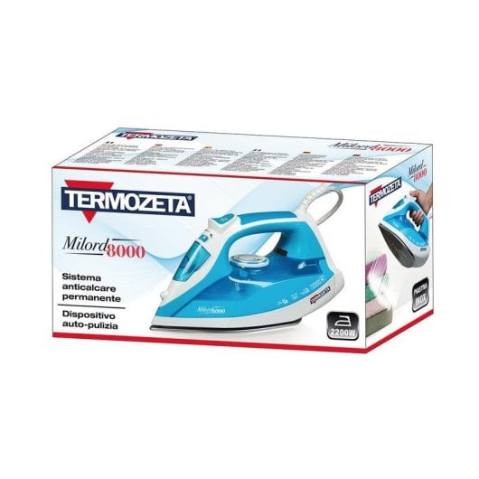Plancha TERMOZETA Milord 8000 suela acero inoxidable 2200 W azul blanco