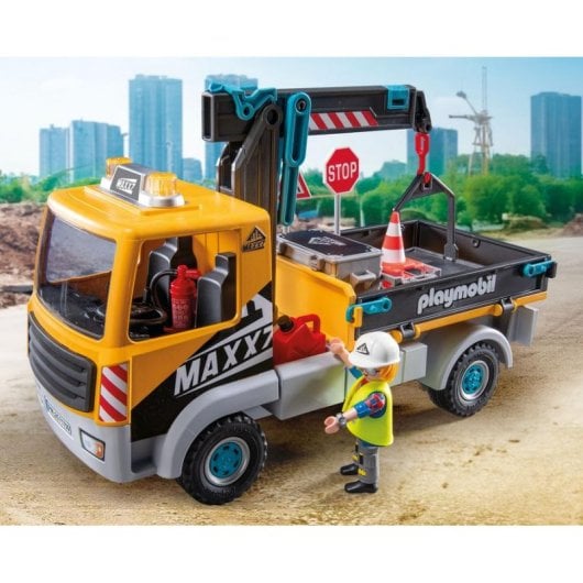 Grue de levage Playmobil Action 71750 multicolore avec figurines incluses
