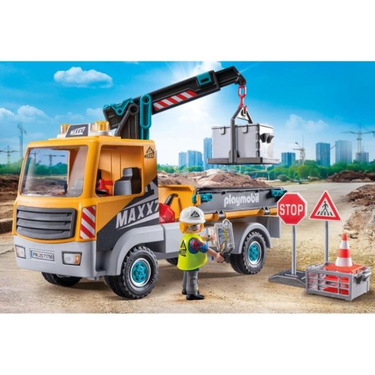 Grue de levage Playmobil Action 71750 multicolore avec figurines incluses