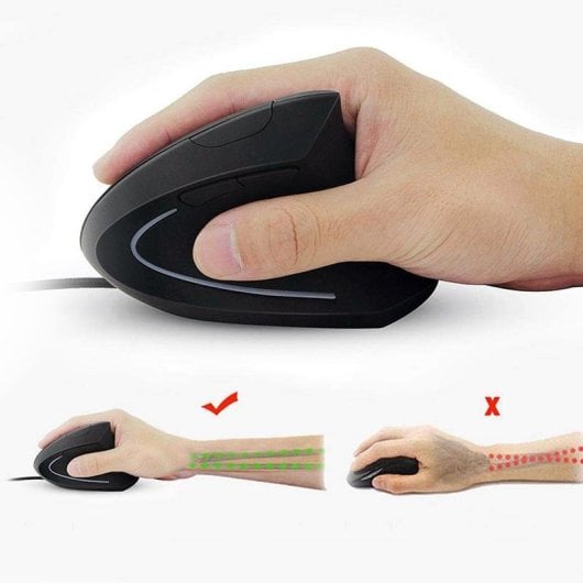 Ratón Equip 245118 USB cableado 3200 DPI negro diseño vertical ergonómico