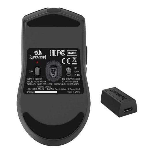 Rato REDRAGON M916-PRO-4K K1NG Wireless RF Bluetooth USB-C 26000 DPI Preto Ultra Leve