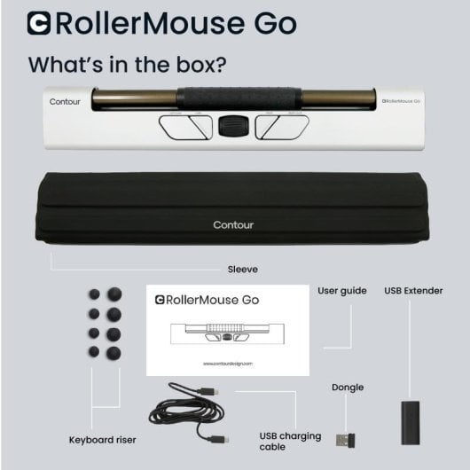 Souris Contour Design RollerMouse Go RF Wireless Bluetooth USB 4000DPI Noir Argent Ergonomique