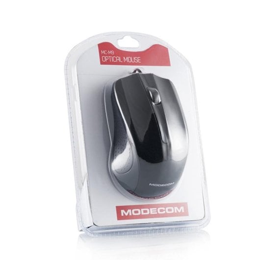 Ratón MODECOM MC-M9 USB 1000 DPI Negro agarre goma Plug and Play