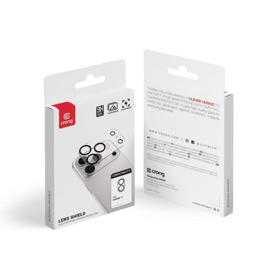 Protezione Lente Fotocamera Crong iPhone 17 Acrilico Vetro Temperato 9H