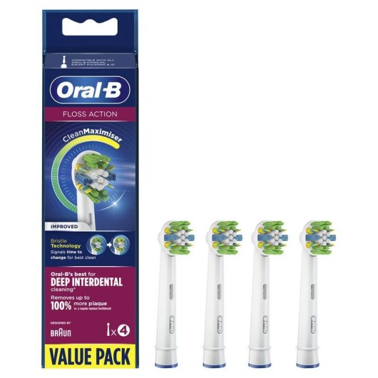 Testina Oral-B FlossAction 80339419 4 pezzi Bianco Argento Compatibile
