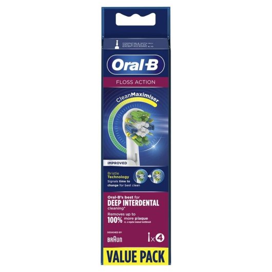 Testina Oral-B FlossAction 80339419 4 pezzi Bianco Argento Compatibile