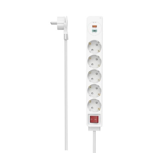 Steckdosenleiste Hama 00223186 5 Steckplätze Schalter 2 USB-A 18W Winkelstecker