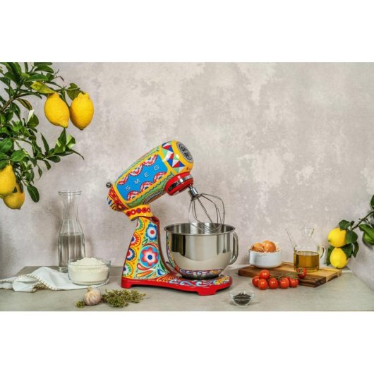 Batedeira Smeg SMF03DGEU Stand Mixer Multicolor 800W 4,8L Edição Sicily is my Love