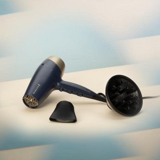 Secador de Pelo Remington D5805 Iónico con Difusor 2200W 3 Velocidades Azul Champán