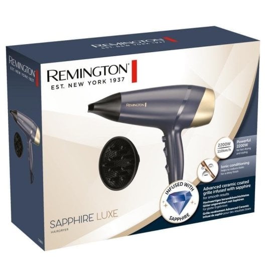 Secador de Pelo Remington D5805 Iónico con Difusor 2200W 3 Velocidades Azul Champán