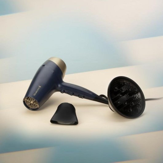 Secador de Pelo Remington D5805 Iónico con Difusor 2200W 3 Velocidades Azul Champán