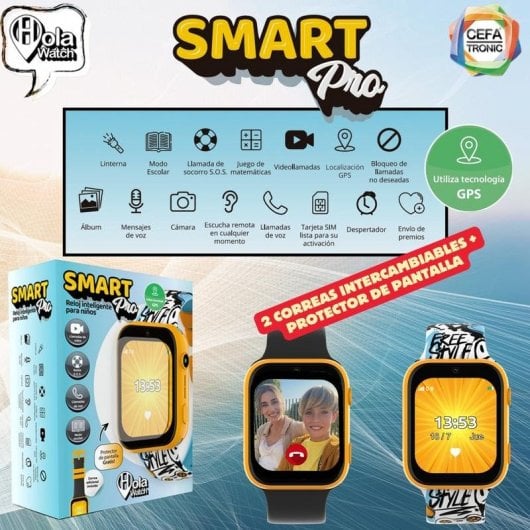 Cefa Toys Smart Pro WiFi 1.83'' Écran Tactile Noir IP66 Montre Connectée Enfant Caméra