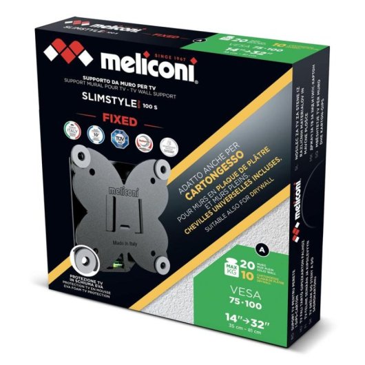Suporte de TV Meliconi SLIMSTYLE PLUS 100S CG Parede 14-32 polegadas Preto