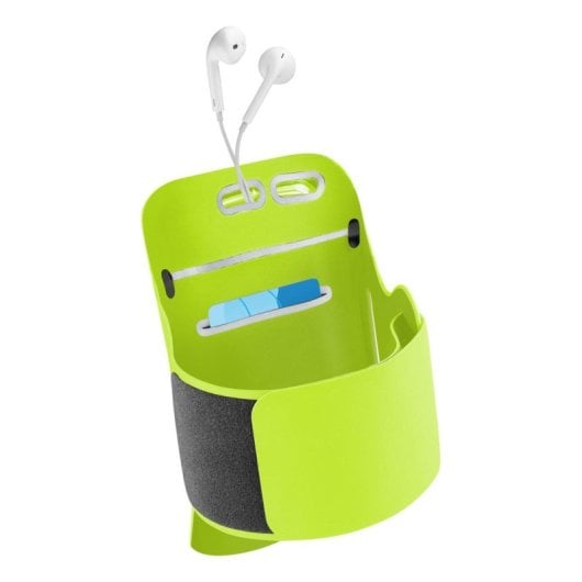 Custodia per cellulare Cellularline Armband Fitness Fascia da braccio Microfibra Verde lime Universale fino a 6.7 pollici con tasca per carta per smartphone universali