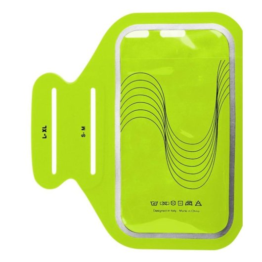 Custodia per cellulare Cellularline Armband Fitness Fascia da braccio Microfibra Verde lime Universale fino a 6.7 pollici con tasca per carta per smartphone universali