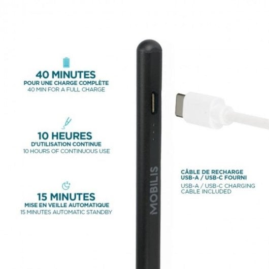 Stylet MOBILIS 001090 Universel Noir Pointe Remplaçable 10 h