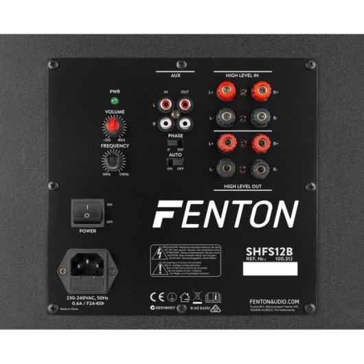Altavoces Fenton Subwoofer Activo RCA 400W con control de fase y corte ajustable