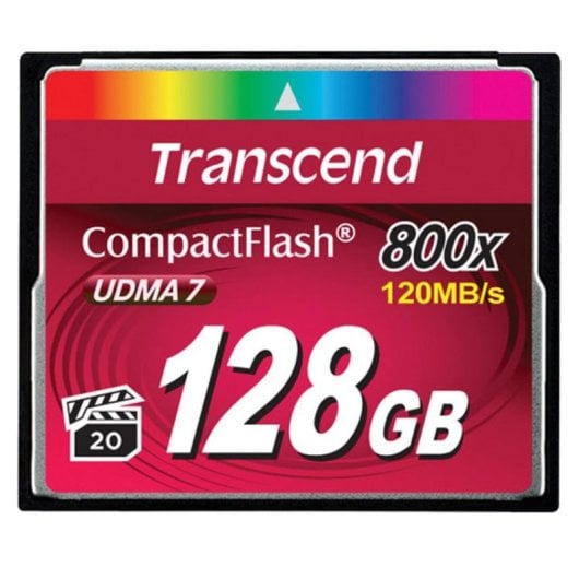 Tarjeta CompactFlash Transcend 128GB 800x MLC 120MB/s 60MB/s Negra