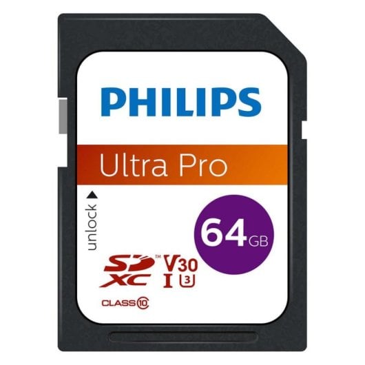 Cartão SD Philips FM64SD65B 64GB SDXC Classe 10 UHS-I U3 V30 Preto