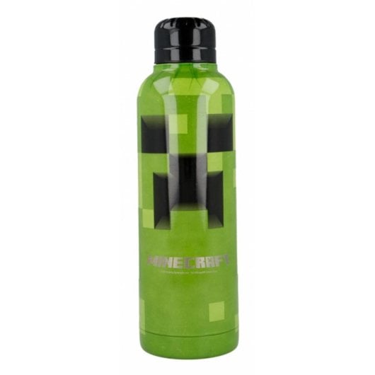 Bidon Stor 00441 Edelstahl 515 ml Minecraft Motiv Schwarz Grün Kinder